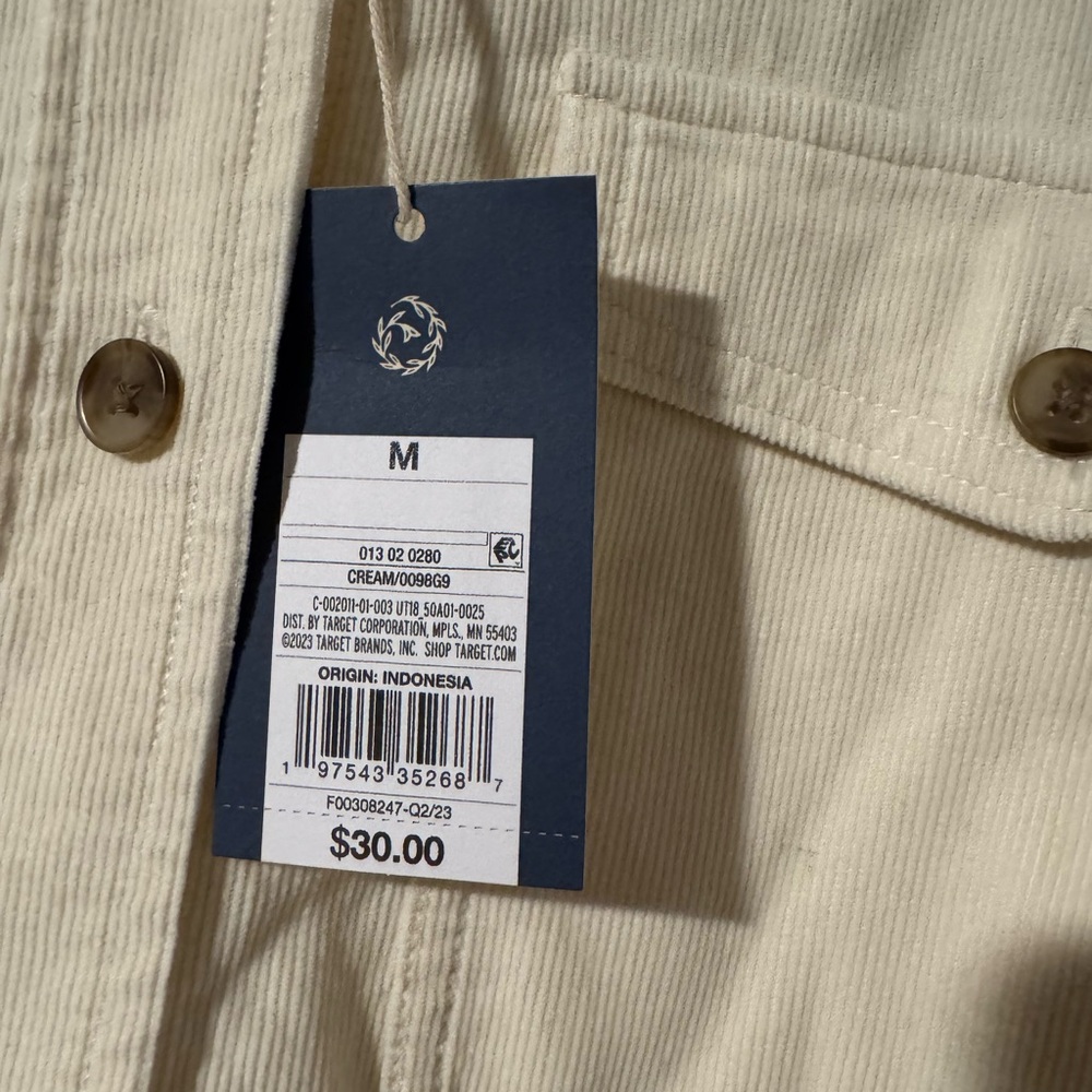 Universal Thread Men's Cream Button-Up Shirt Jacket - Picture 2 of 3